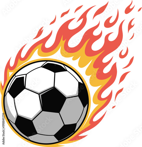 Soccer Ball on Fire Motion Graphic Vector Sports Action Concept Dynamic Energy