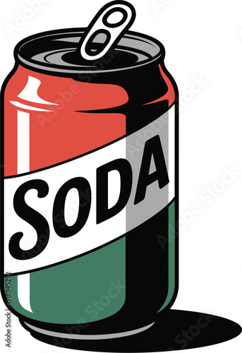 Soda Can Open Refreshment Beverage Drink Pop Refreshing Carbonated Drink Vector Art