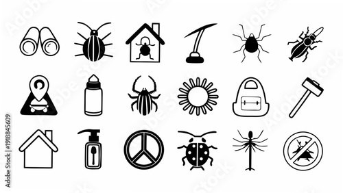A comprehensive vector icon set illustrating key educational elements, scientific instruments, and academic concepts for learning and knowledge-based projects