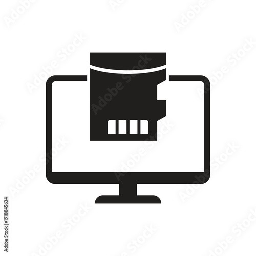 Desktop monitor with memory card storage icon