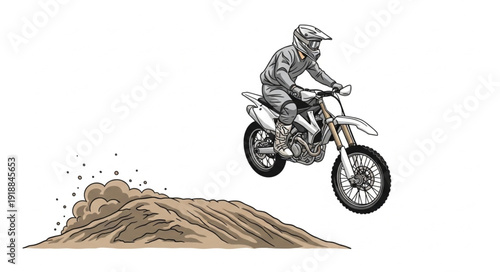 Motorcyclist Jumping Dirt Bike.