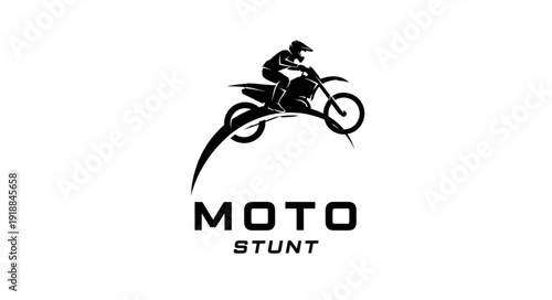 Motorcycle Stunt Rider Silhouette Logo.