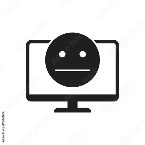 Desktop monitor with neutral face glyph icon