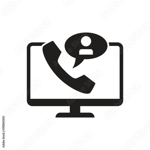 Desktop monitor with person user glyph icon