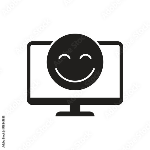 Desktop monitor with winking face glyph icon