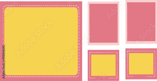 Vintage photo frame collection retro scrapbook border templates vector illustration isolated design set