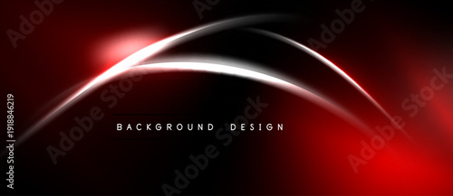 Abstract red, black design. Smooth curves create dynamic light effect. Modern background suitable for various projects.