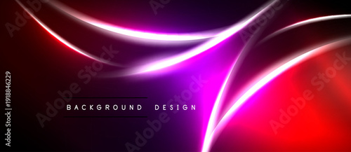 Abstract flowing lines, vibrant colors. Dark background contrasts bright neon shades. Modern design element, dynamic composition.