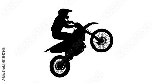 Motorcyclist Performing Stunt Jump Silhouette.