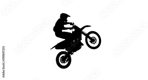 Motorcyclist Performing Stunt Jump Silhouette.