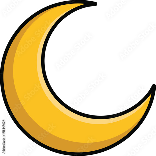 Crescent Moon Vector Illustration. Celestial Body Icon. Night Sky Symbol. Astronomy and Space Sub-Niche