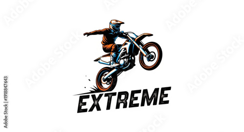 Motorcyclist Performing Extreme Stunt Jump.