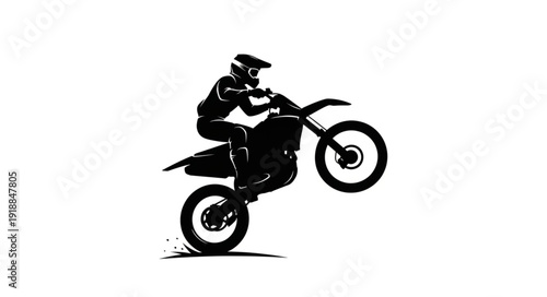 Motorcyclist Performing Stunt Jump.