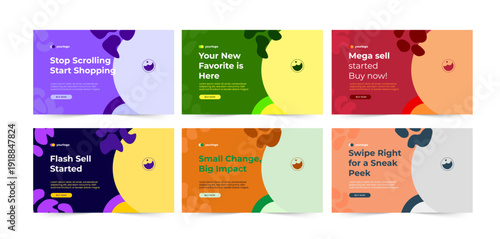 Modern Colorful Abstract Vector Poster Set for Social Media Marketing and Digital Business Ads