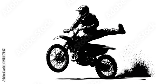 Motorcyclist Performing Stunt Jump.