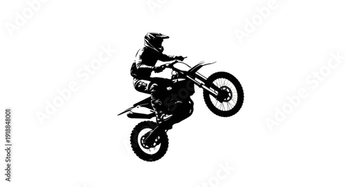 Motorcyclist Performing Stunt Jump in Air.