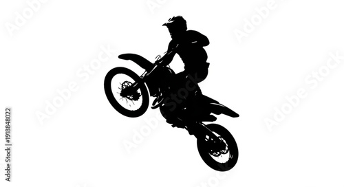 Motorcyclist Performing Stunt Jump Silhouette.