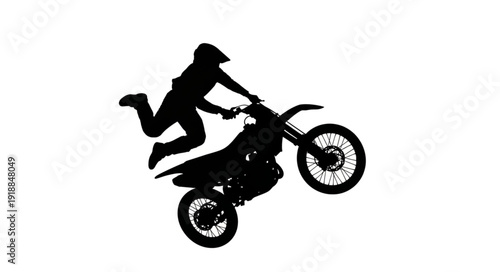 Motorcyclist Performing Stunt Jump Silhouette.