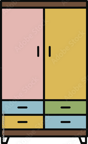 Vector a Two-Tiered Bed with Colorful Accents Ideal for Children's Room or Hostel