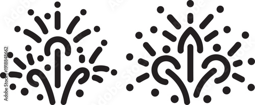 Dynamic Black Firework or Bursting Celebration Vector Icons for Events, Parties, Explosions, and Special Occasions