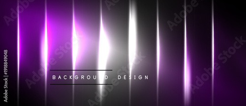Abstract vertical lines, glowing purple, white hues. Dark background creates dramatic visual effect. Text reads background design.