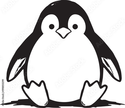 Penguin. Hand drawn vector illustration	