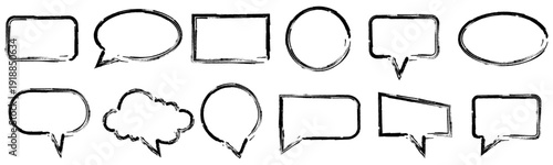 Hand Drawn Speech Bubble Collection Sketch Comic Chat Vector Set