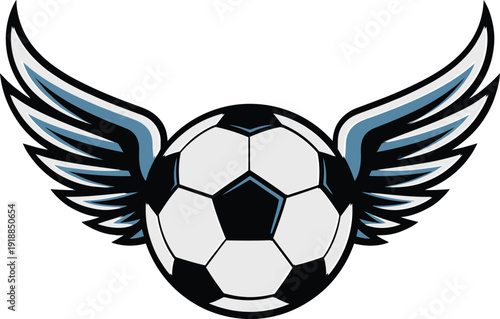 Soccer Ball With Wings Vector Illustration