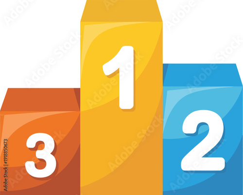 Stacked Number Blocks 1 2 3 Ascending Order Step by Step Vector Illustration