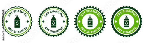 Organic Dry Shampoo Green Natural Product Certification Badge Vector Set