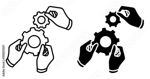 Linear icon. Team members develop a common strategy for working on the project. Simple vector isolated on white background