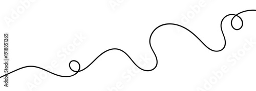 Continuous squiggle cable line creating abstract wavy vector illustration with flowing squiggles. Abstract flowing curves and tangled threads create decorative borders with organic loops