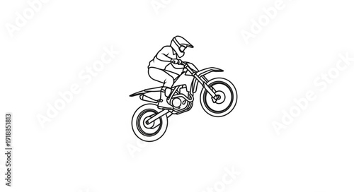 Motorcyclist Riding Dirt Bike Illustration.