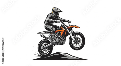 Motorcyclist Riding Dirt Bike Illustration.