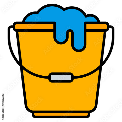 Water Bucket Filled Line Icon Vector
