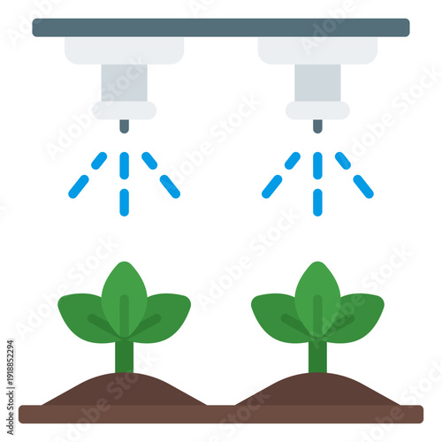 Water Irrigation System Flat Icon Vector