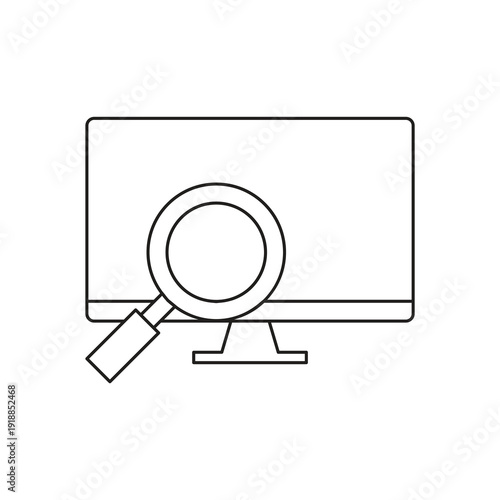 Search engine tool and data find monitor icon