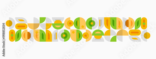 Retro typography design. Geometric shapes form words, utilizing green, gold, beige tones. Minimalist aesthetic, vintage style.