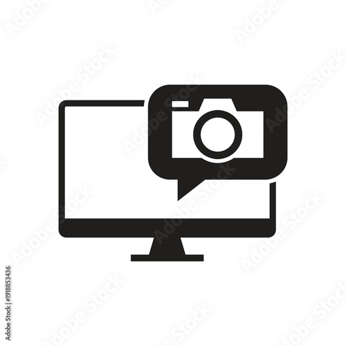 Solid photo camera and digital image monitor icon