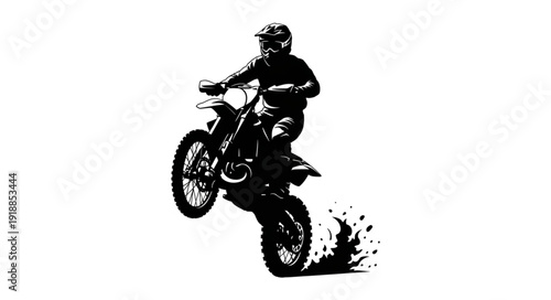 Motorcyclist Riding Dirt Bike Off Road.