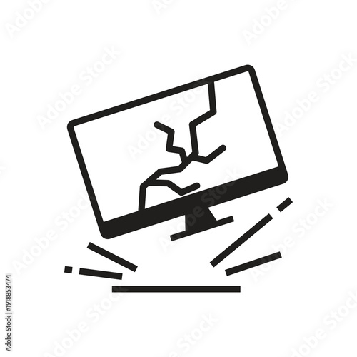 Solid crashing monitor and falling hardware display icon