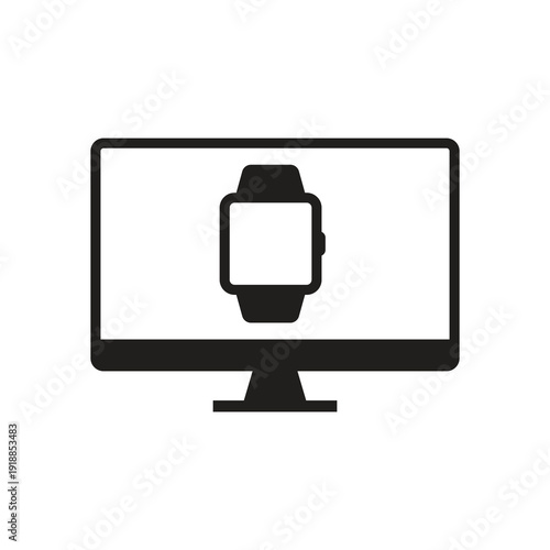 Solid smartwatch pairing and wearable connection monitor icon