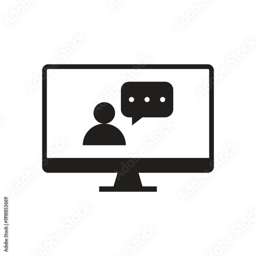Solid user chat conversation and support bubble monitor icon