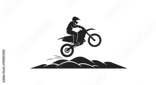 Motorcyclist Riding Dirt Bike in Air.