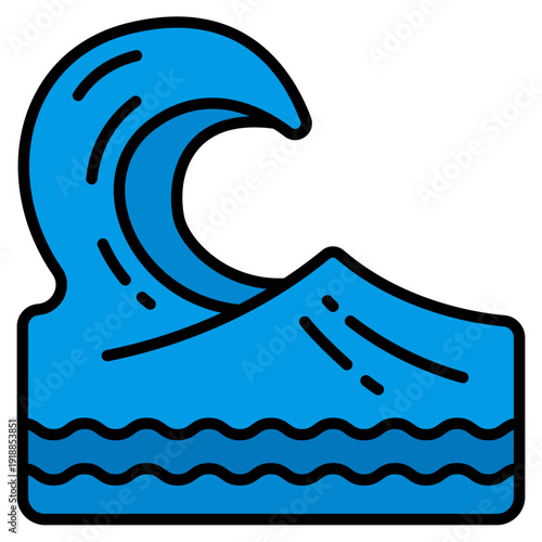 Ocean Wave Filled Line Icon Vector