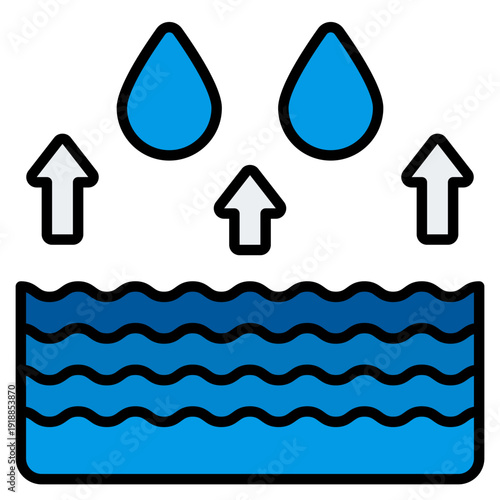 Water Evaporation Filled Line Icon Vector