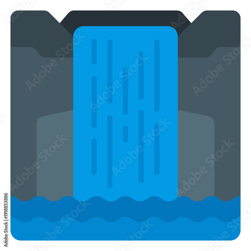 Waterfall Flat Icon Vector