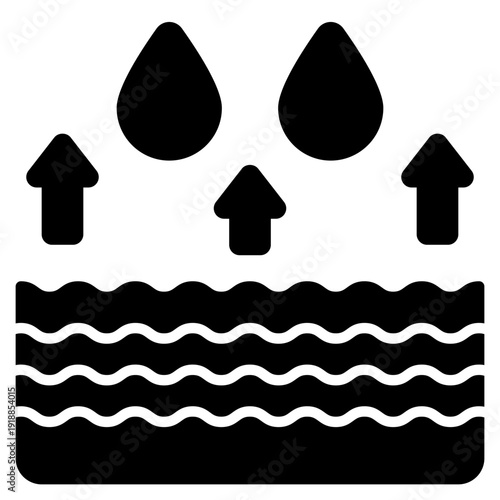 Water Evaporation Glyph Icon Vector