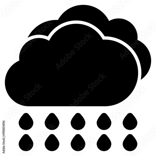Rain Cloud Glyph Icon Vector
