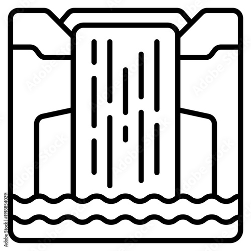 Waterfall Line Icon Vector